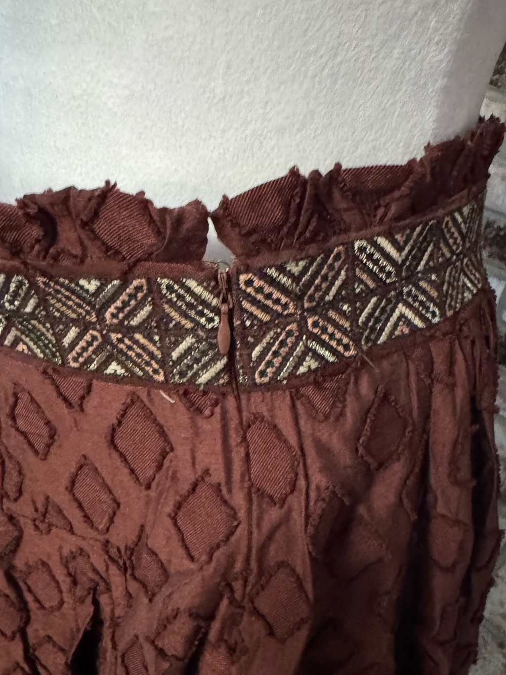 Maeve : Anthropologie Textured Midi Skirt in Deep Burgundy - Picture 5 of 7